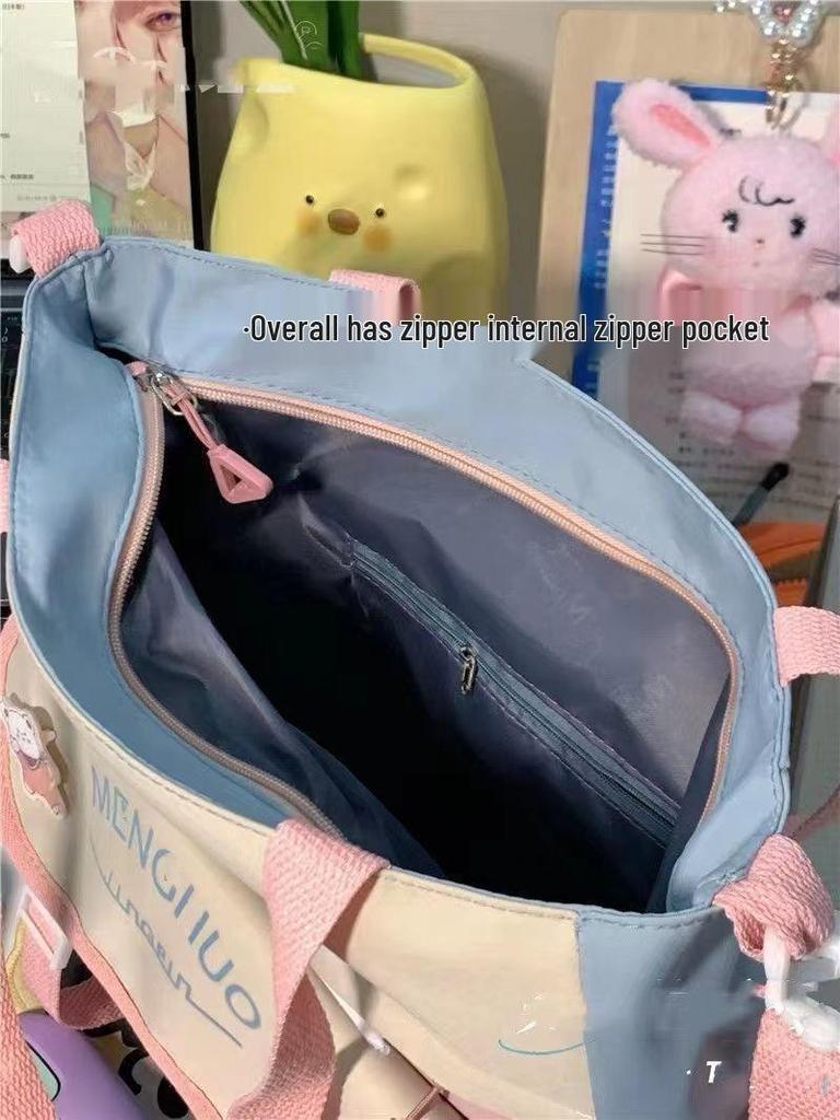 Large Capacity Canvas Tote Bag for Female Students - Perfect for High School and Tutoring