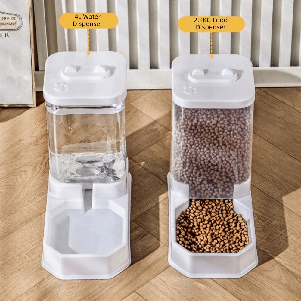 Transparenter Automatischer Katzenfutterspender Große Kapazität Abnehmbarer Hunde-Wassspender Auslaufsichere Katzen-Wasser-Futterschale Für Mehrere Haustiere im Haushalt