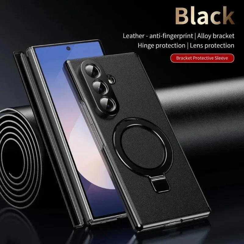 Business Magnetic Hinge Case For Samsung Galaxy Z Fold 7 6 5 4 3 360° Protection Screen Glass Magnetic Holder Cover