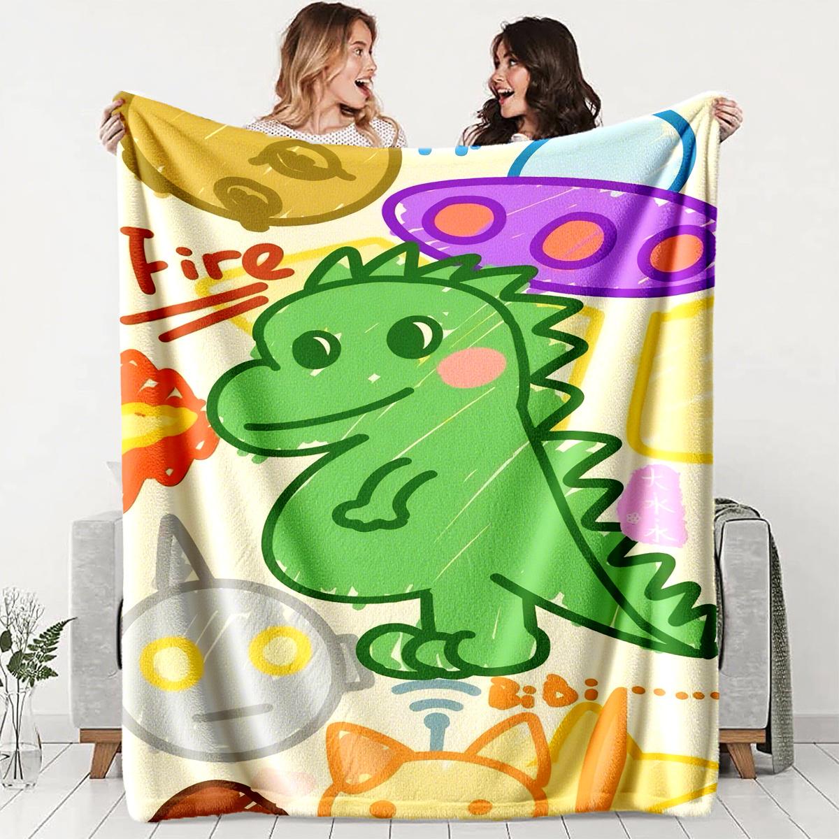 

Cartoon dinosaur space theme Flannel printed blanket suitable for all seasons suitable for living room office sofa and travel 75x100cm (30x40inch)