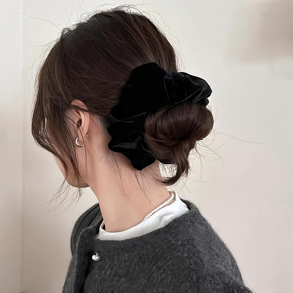Elegant Velvet Hairband for Women, Vintage Style Solid Color Velour Headband, High-End Plush Hair Ring, Single Piece, Red/Black