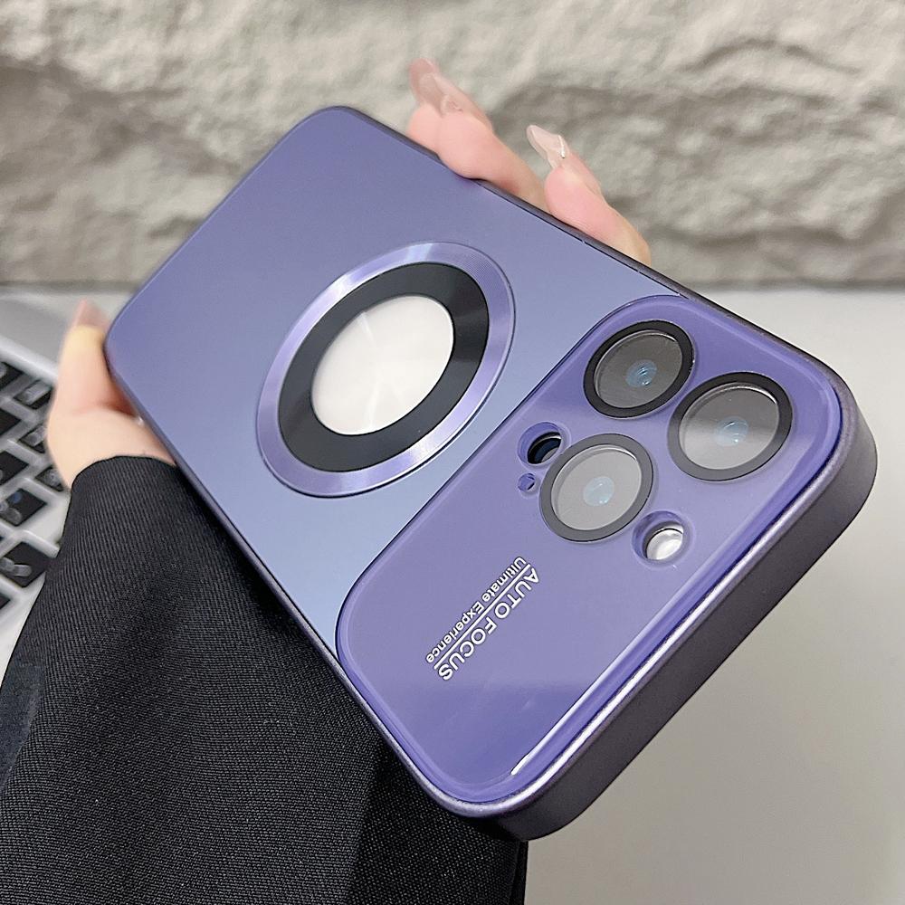 KEYSION Luxury Glass Camera Lens for MagSafe Magnetic Wireless Charging Case for iPhone 12 11 Pro Max Shockproof Phone Cover