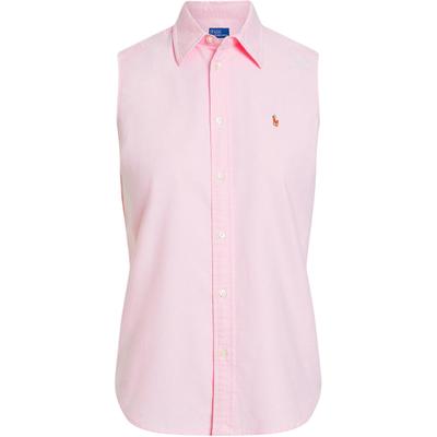 Polo Einfarbige Poloshirtkragen Logo-Stick Ärmelloses Hemd Damenhemden Rosa 211968896-003