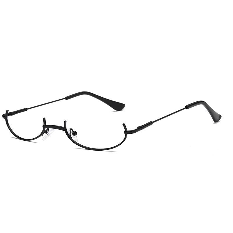 Vintage Glasses Metal Frame Half Without Lens Girls Chic Cosplay Party Decoration Lensless Metal Half Frame Glasses With Chain