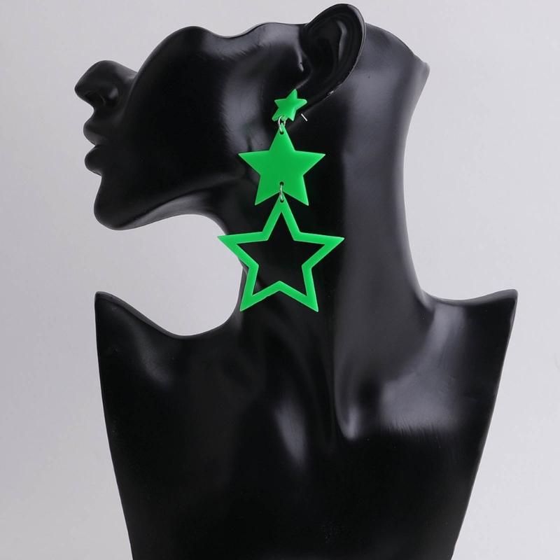 Star Earrings for Women Neon Color Hollow Star Dangle Earrings Sparkle-Star Drop Earrings Jewelry Gift Valentines Day