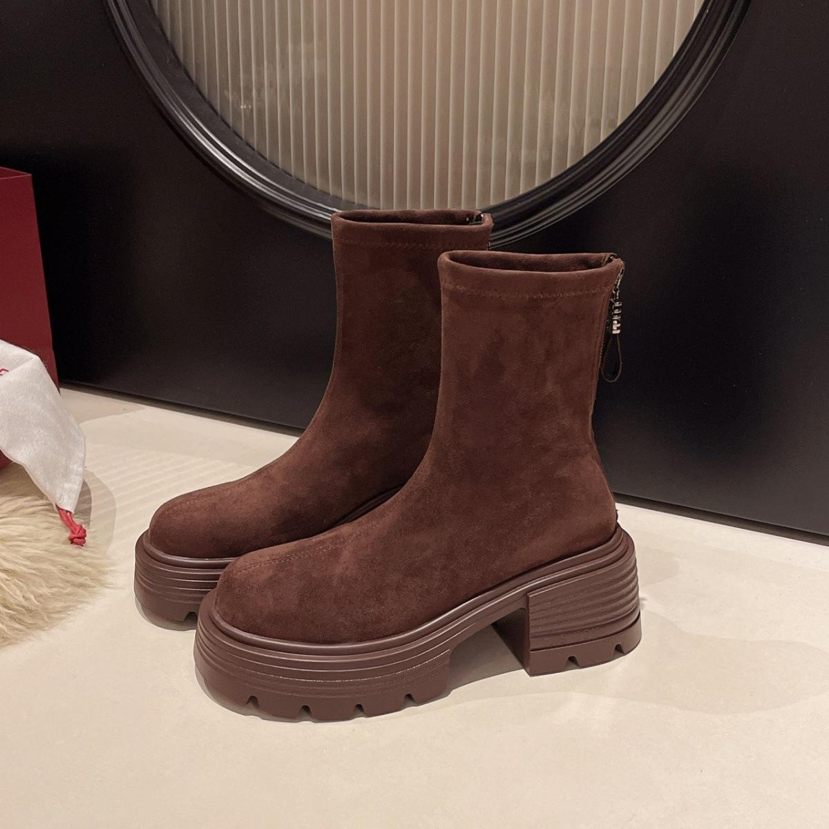 

Винтажные матовые кожаные ботинки на молнии, осенние, средней длины, с круглым носком, модные ботинки в европейском стиле, ботинки Мартин 40