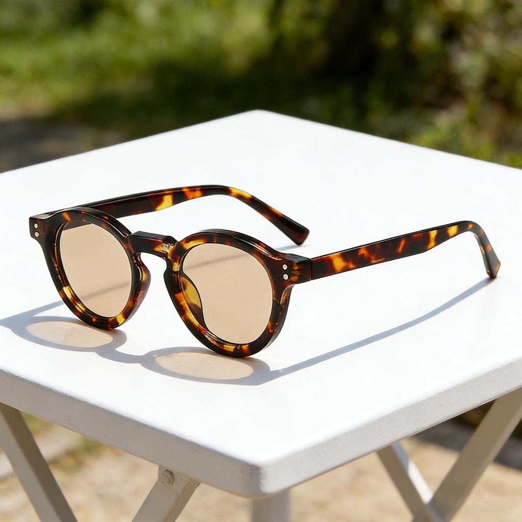 Retro Personalized Round Frame Women's Sunglasses Fashion Ultra Light Neutral Street Photography UV400 Sunscreen Glasses