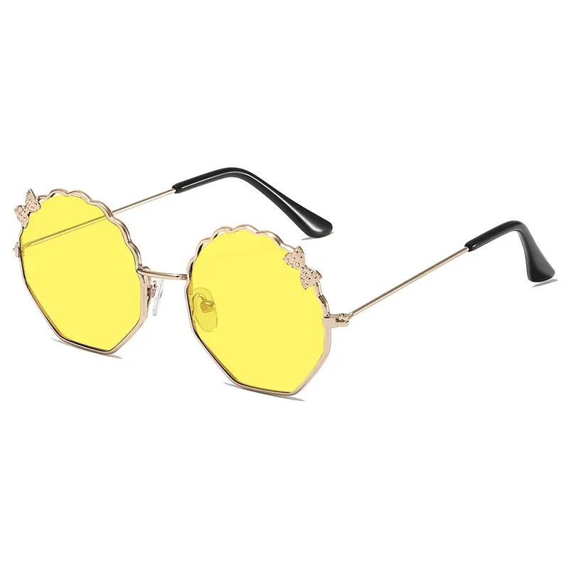 Cute Bow Polygonal Children'S Sunglasses Boys And Girls Anti-Uv Sun Glasses Baby Little Girl Shades Metal Frame Eyewear Uv400