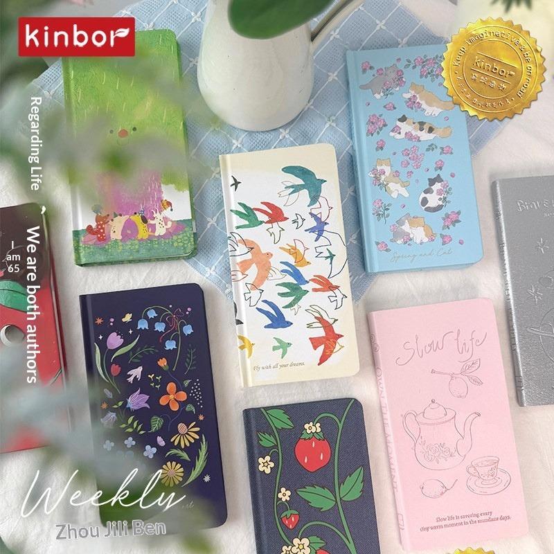 Kinbor Artist Illustrated Weekly Planner Mini Self-Date Organizer Notebook Daily Plan Journal for Work/Travel/Study Kawaii Gifts