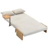 3 In 1 Convertible 2 Seater Sofa Bed Upholstered In Chenille With Adjustable Backrest Side Table And 2 Pillows Cream White