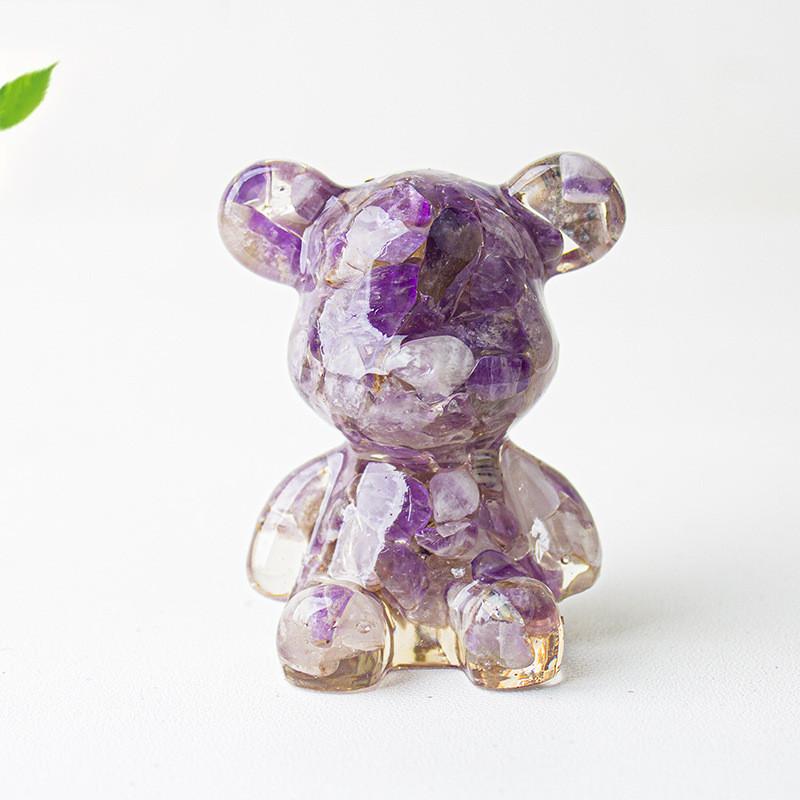 Crystal Resin Bear Sitting Figurine For Home Office Decor Gift For Friends