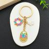 Chinese Cartoon Mid-Autumn Festival Bunny Egg Basket Keychain - Creative Holiday Pendant