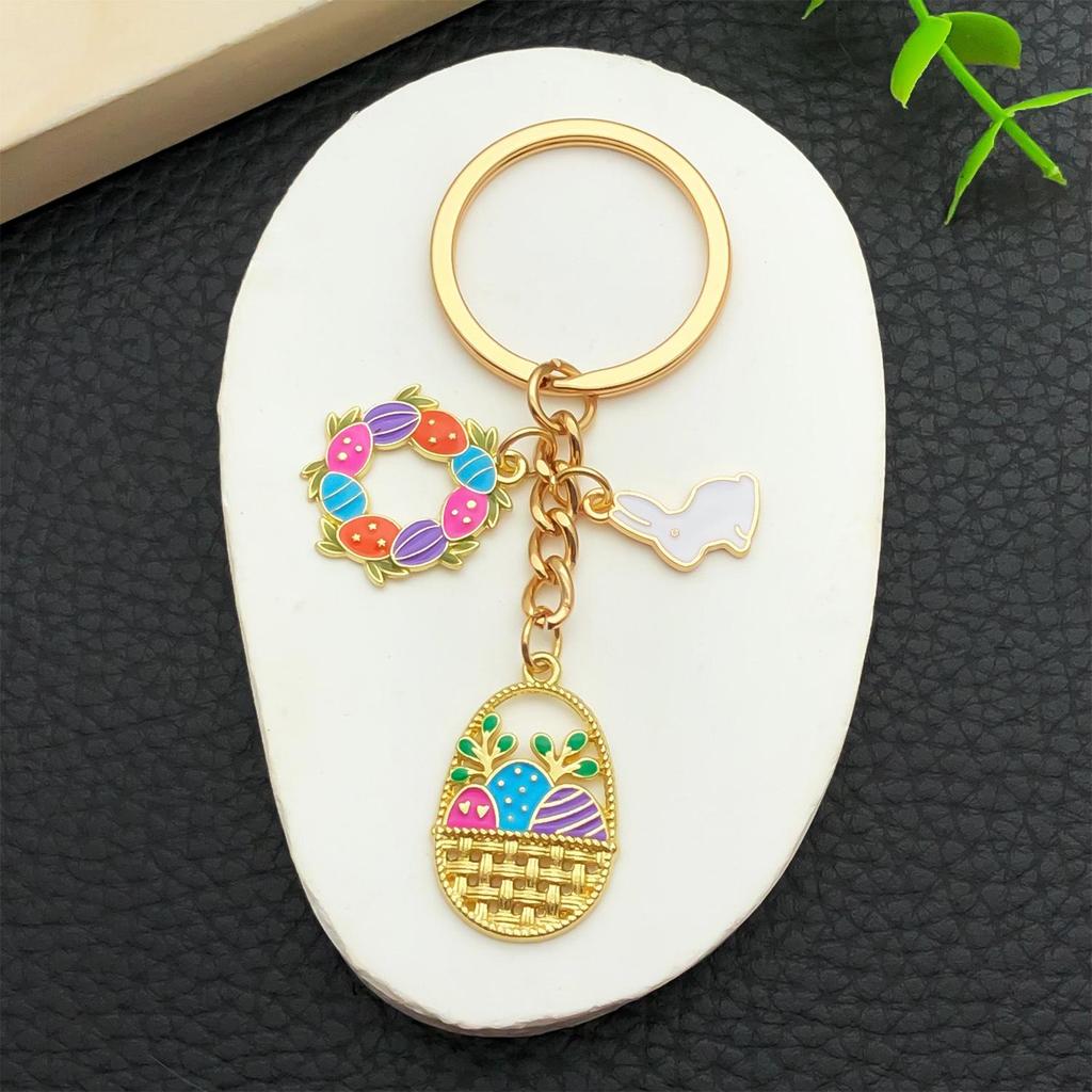 Chinese Cartoon Mid-Autumn Festival Bunny Egg Basket Keychain - Creative Holiday Pendant