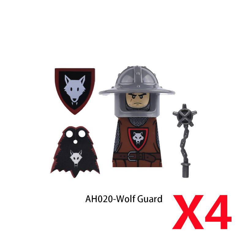 MOC Medieval Knight Castle Figures Building Blocks Weapon Wolf Swordsmen Guard Bow Arrow Shield Flags Warhorse Toys Gifts S002