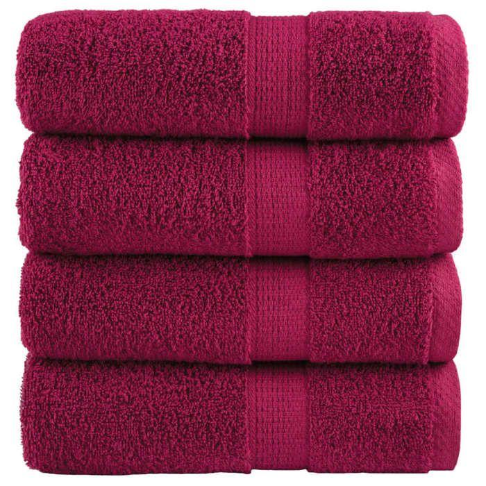 VidaXL Serviettes de toilette premium SOLUND 4 pièces Bordeaux 30 x 30 cm 600 g/m² 137204