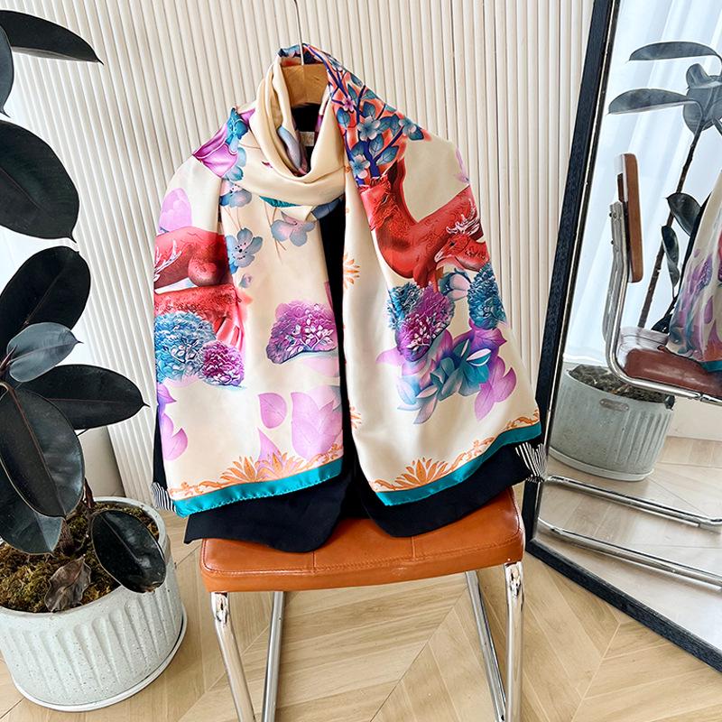 Dámský univerzální dlouhý šátek/šála Gardenia Brocade - Dekorativní ochrana proti slunci, Plážová osuška