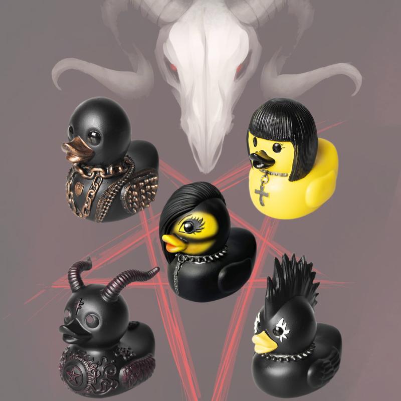 Duckieville Resin Duck Craft Figure Toys Punk Gothic Duck Desk Black Decoration