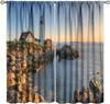 Lighthouse Curtains Vintage Sunset Ocean Island Lighthouse Nature Landscape Art Print Blackout Window Drapes for Bedroom Living