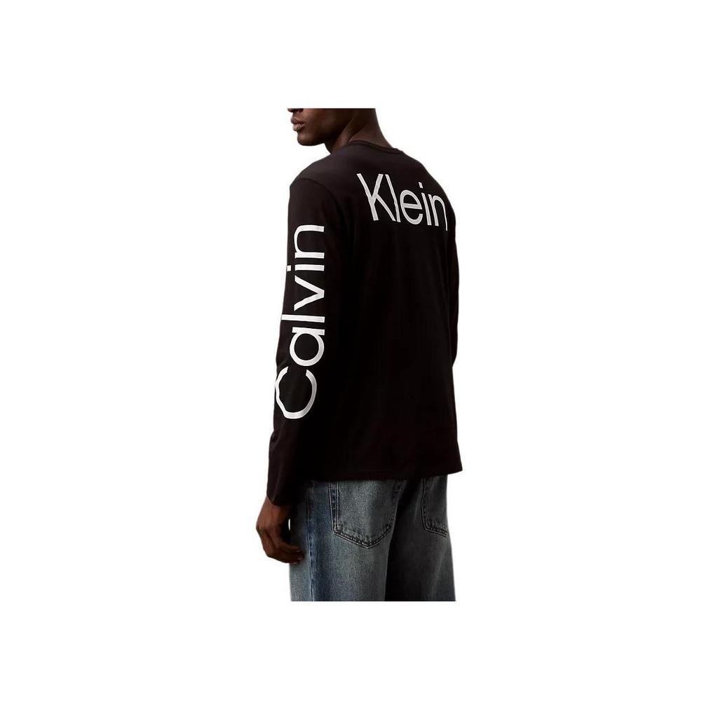 Calvin Klein Fitted Logo Print Crew Neck Pullover Sweatshirt Men tops Black 40DC812-004