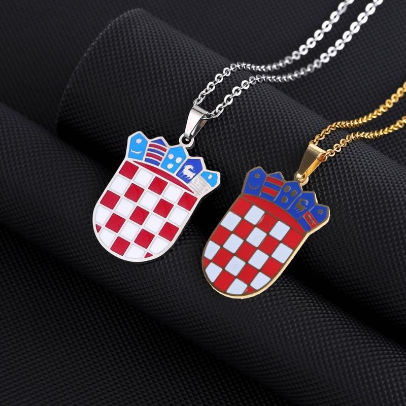 Croatia Map Pendant Necklace Fashionable Croatian Flag Neckchains Adjustable Ethnic Collarbone Chains Couple Jewelry
