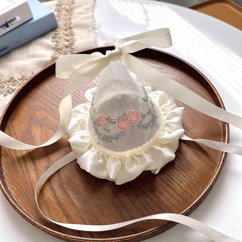 Chapeau Couronne de Princesse Bébé Fille Dentelle Minimaliste Bandeau Fleur Diamant Headwear Cadeau Anniversaire Enfant Headdress de Fête Accessoires Cheveux