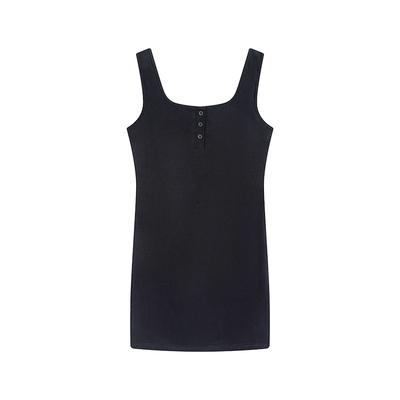 Black Threaded Vest Dress Women's Summer New Spice Girl Waist and Thin Skirt Sports Hip Skirt