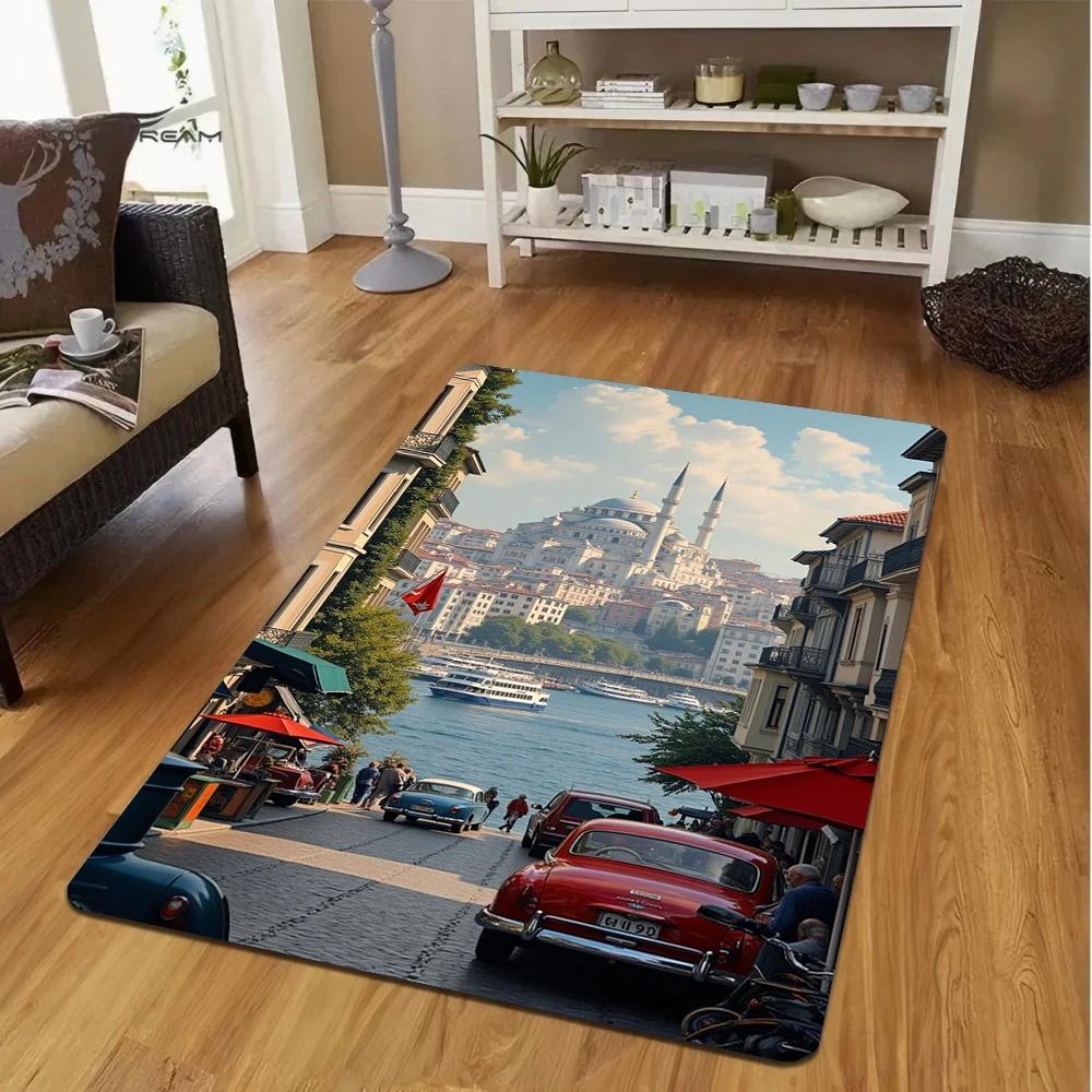 Landscape Carpet Cartoon Living Room Kitchen Sofa Table Balcony Rug Non-slip Washable Mat Exquisite Decoration Ornaments