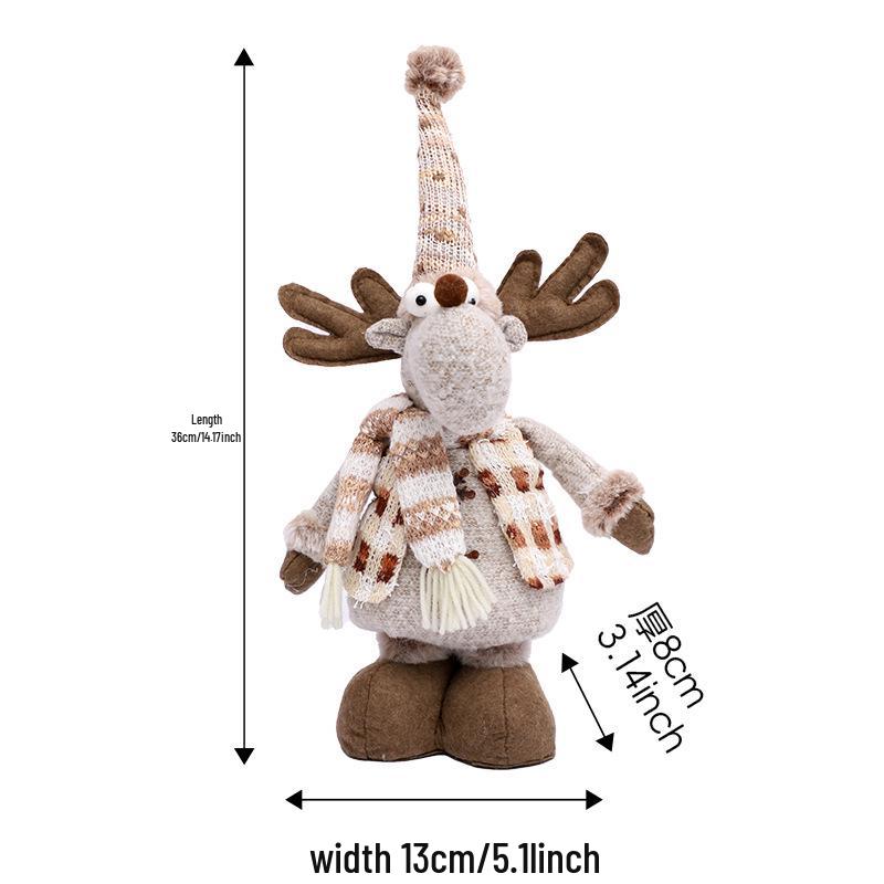 Teleskopische Schneemann- & Rentier-Plüschdekorationen mit Strickmützen für die Weihnachtsausstellung