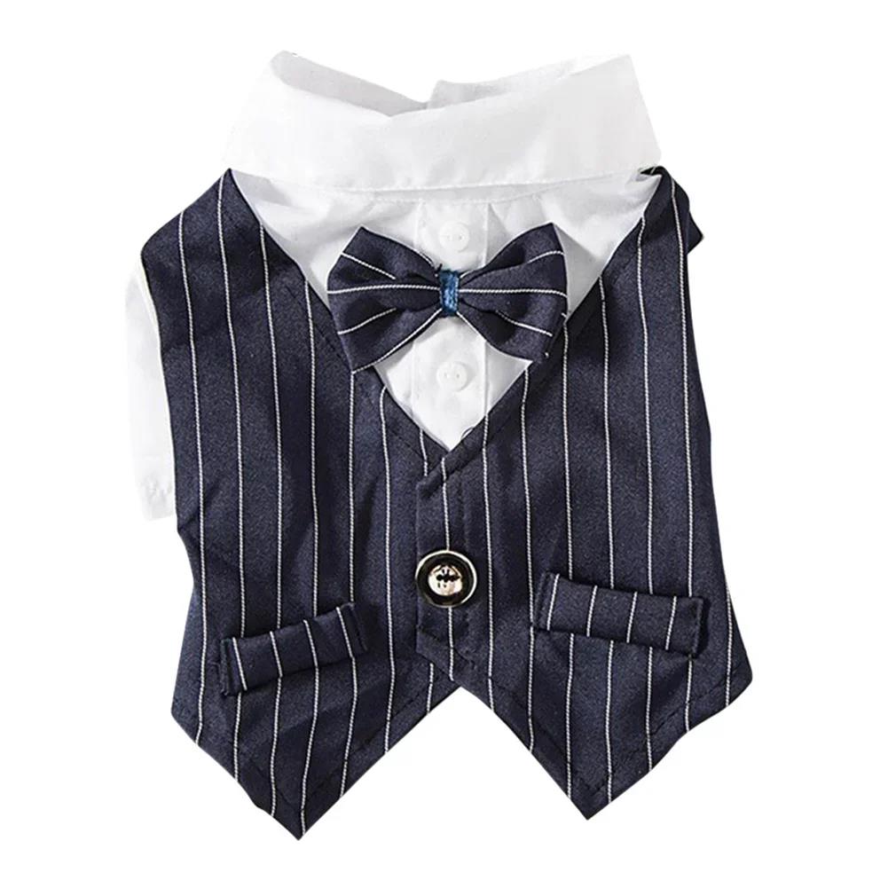 English Style Gentleman Dog Dress Puppy Suit with Tie for Formal Occasions Four Seasons Wedding Pet Photo Teddy Clothes