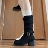 New summer breathable boots women's platform high boots medium tube brown pile boots Maillard boots