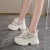 Fashion Ladies Shoes 2024 Brand Lace-up Women's Vulcanize Shoes Fashion Metal Decoration Ladies Casual Shoes New Mesh Platform Sneakers