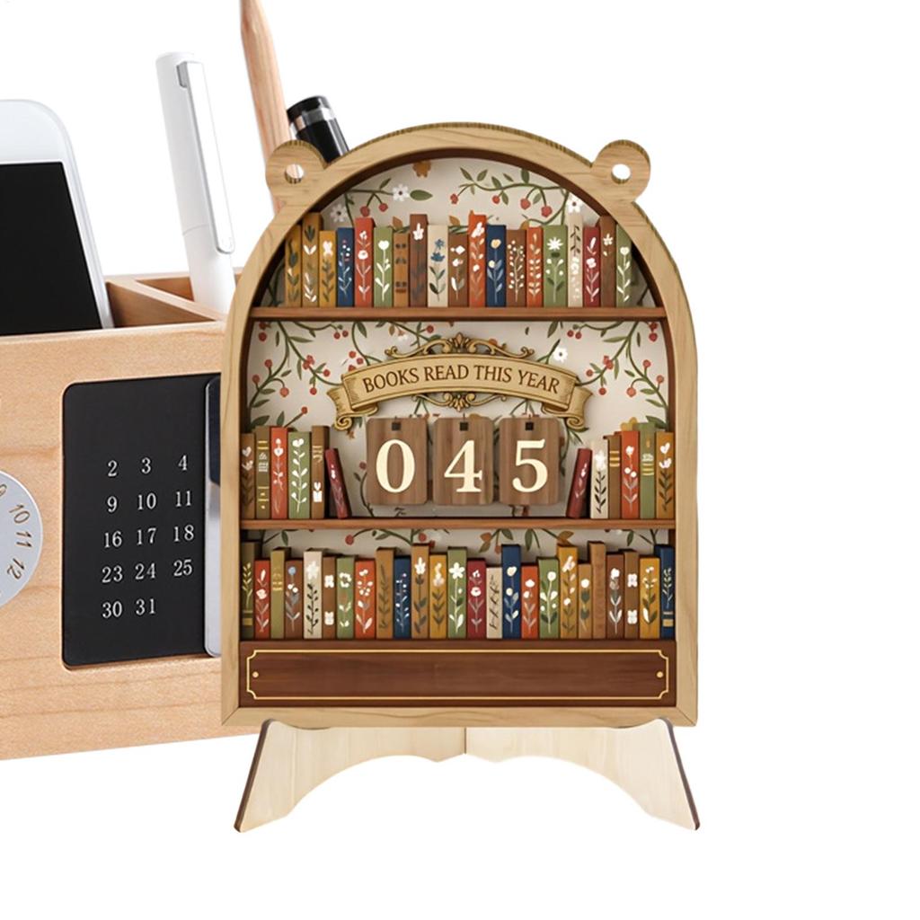Buch-Tracker Schild Holz Jährlicher Lesezähler Leseherausforderung Tracker Bücherregal Dekoration Gelesene Bücher Tracker Anzeige Zählt