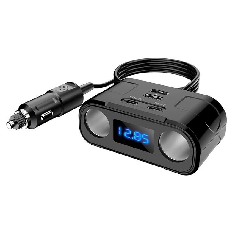 

60 Вт PD QUICK CHARGE QC3.0 адаптер прикуривателя 12 В/24 В 3 розетки разветвитель питания розетка 4 порта USB автомобильное зарядное устройство GPS видеорегистратор чёрный