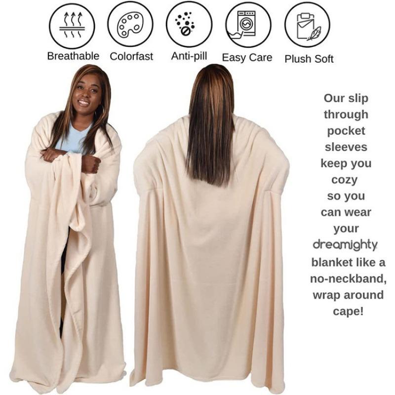 Warm Blanket for Home Bedroom Adult Gift Wear A Cape Outside Flannel Home Warm Wearable Blanket Comfortable Soft Sofa Blanket