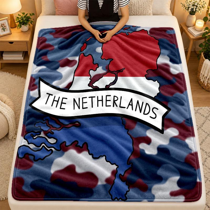 Flannel BlanketNetherlands Football Warm Soft Throw Blanket for Indoor Sofa Bed Living Room Use