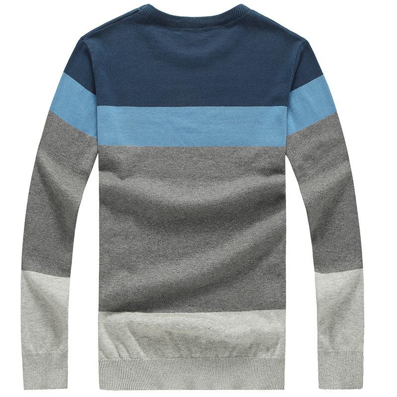 Spring And Autumn New Striped Men'S Pullover Trendy Round Neck Sweater With Thin Long Sleeves At The Base