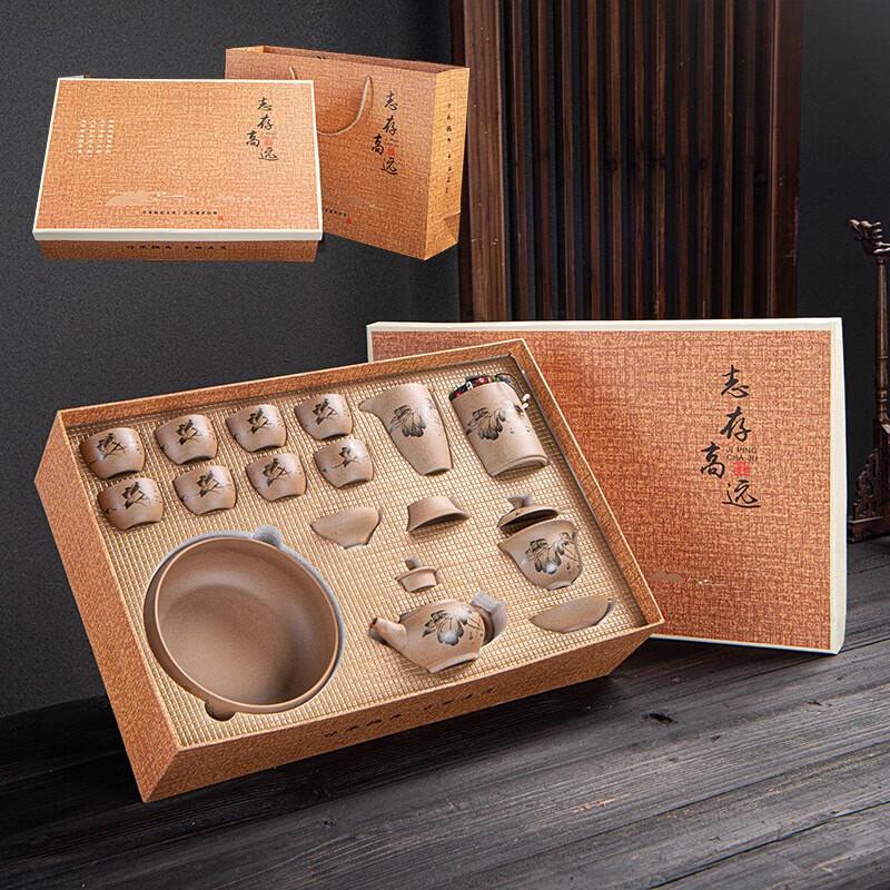 YIXI Japanese Style 18-Piece Coarse Pottery Kung Fu Tea Set