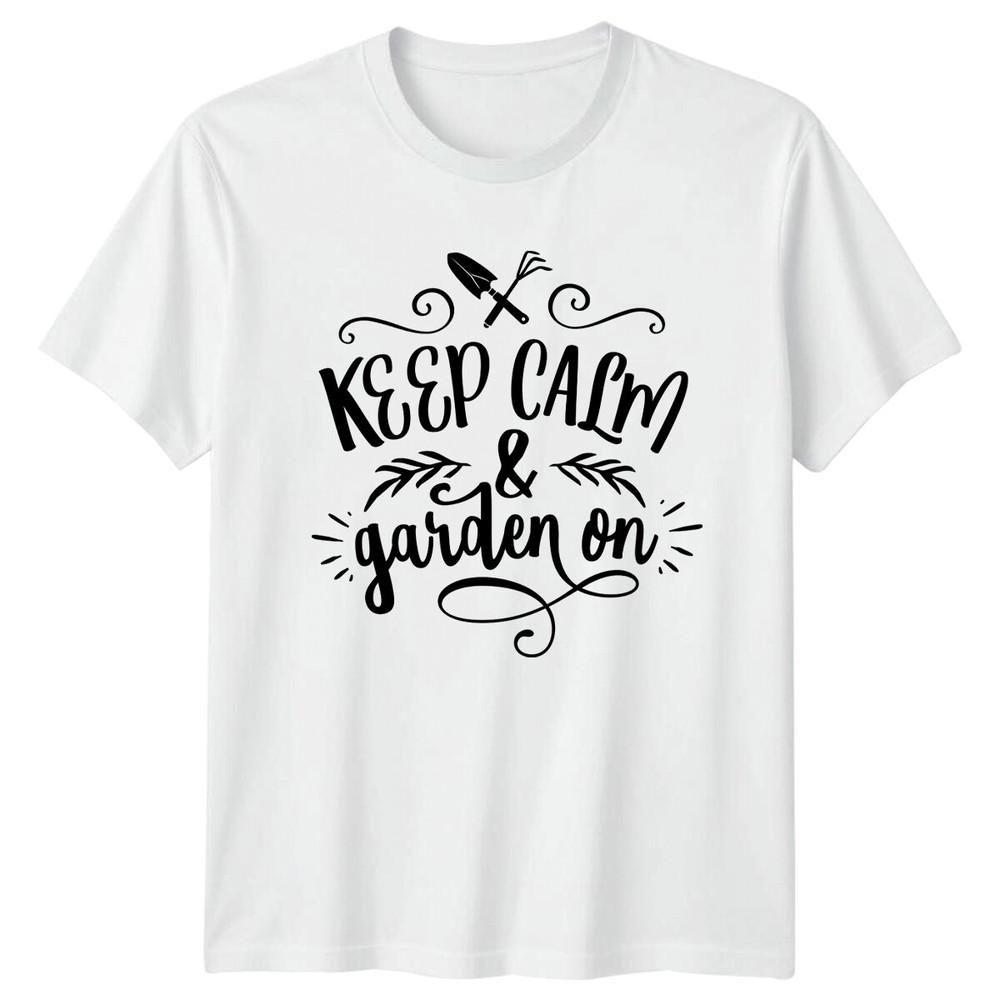Keep Calm Garden On Graphic Nature Garden TShirt S