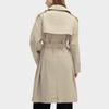 Fila Solid Color Polo Collar Casual Woven Mid-Length Coat Women Coats Stone Khaki F11W415708F-LK