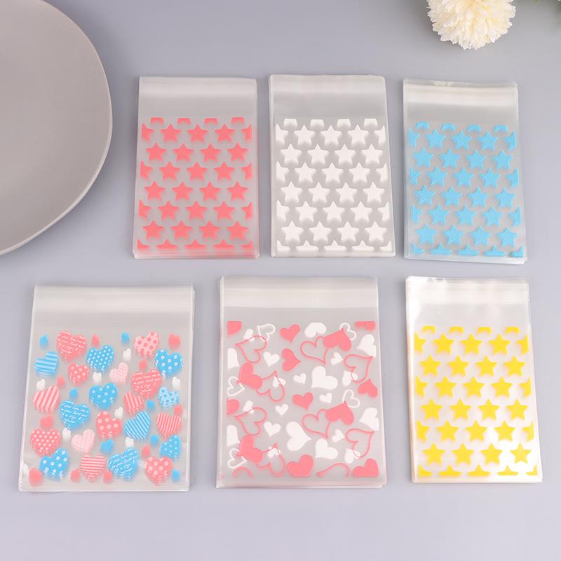 50 ks Průhledné plastové hvězdičkové šperky Samolepicí sáček Cukroví Držák na karty Skladování fotografií Dárkové balicí sáčky