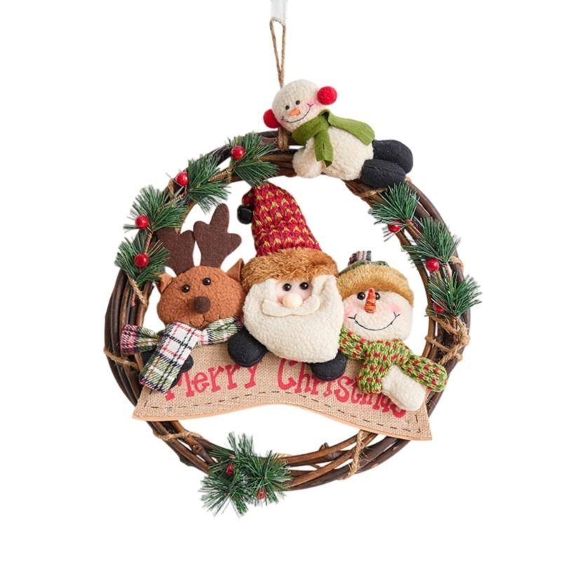 

Christmas Family DIY Wreath Santa Snowman Reindeer 30Cm Soft Flannel User Friendly Holiday Decors