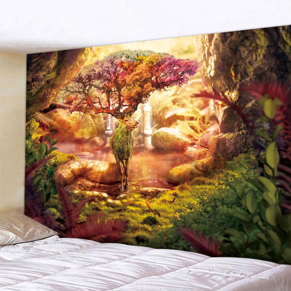 

Зачарованный лесной эльф психоделическая сцена домашний декор искусство гобелен богемный декор настенный таро коврик для йоги спальня настенный декор