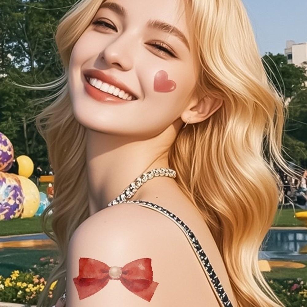 Pink Bowknot Ribbon Colorful Bow Tattoo Stickers Waterproof Makeup Stickers  Live House