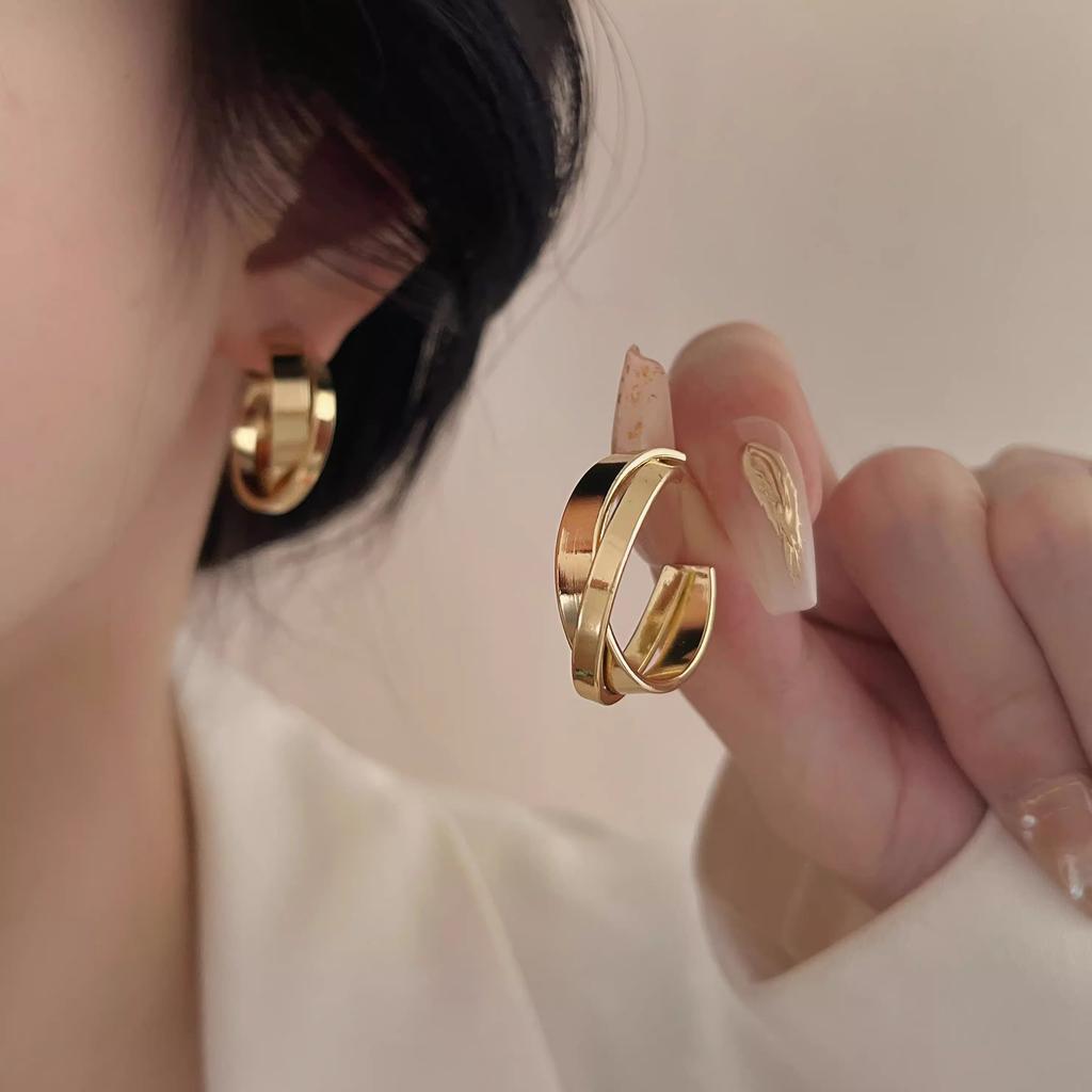 Vintage Exaggerate Twisted Knot Drop Earrings for Women Thick Metal Big Earrings for Women Banquet Party Jewelry Gifts