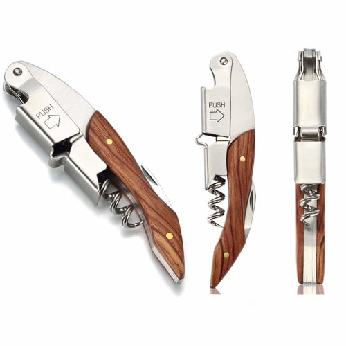 QIKEJI Wine Opener, Corkscrew, Sommelier Knife, Stainless Steel Bottle Opener, Professional, Wooden Handle, Multifunctional, Lightweight, Portable, Ea