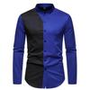 Men's Stand Collar Casual Shirt Patchwork Color Wedding Party Social Festival Hombre Steampunk Long Sleeve Shirts
