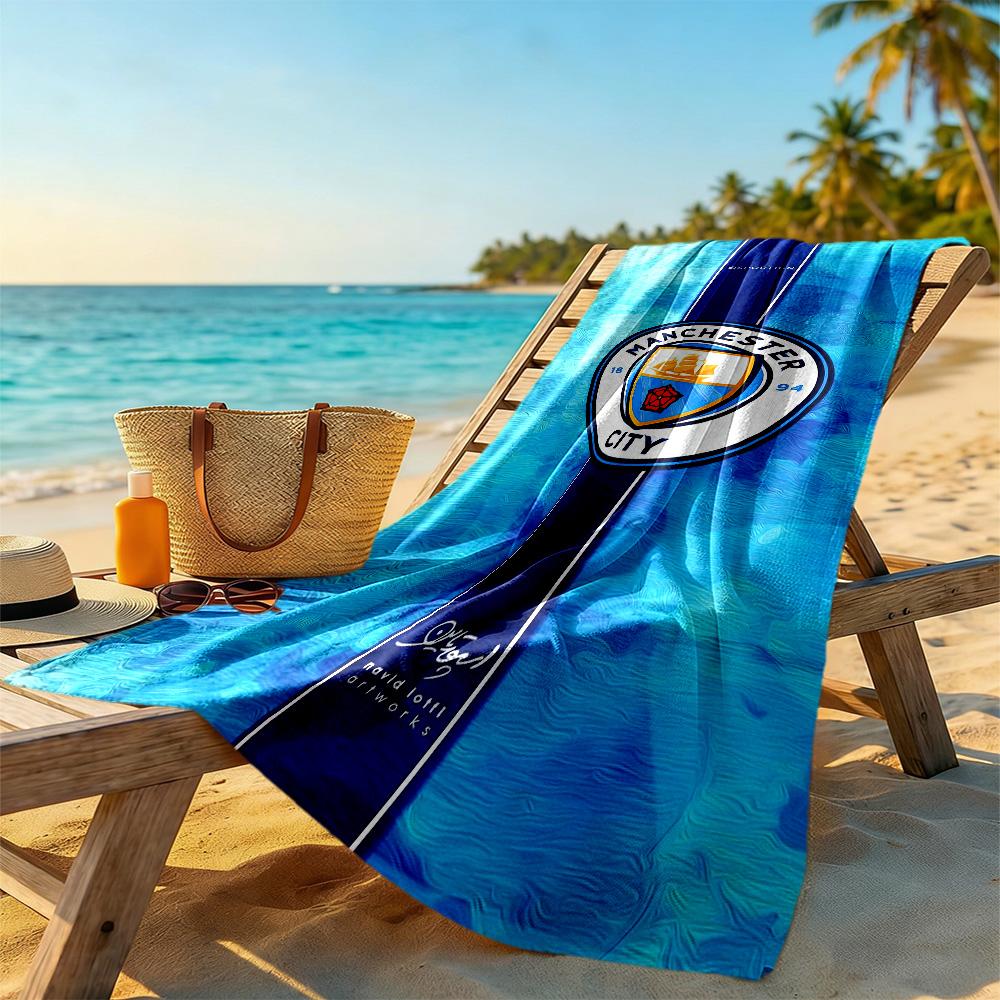 Asciugamano da Spiaggia Stile Manchester City FC Morbido Resistente Asciugatura Rapida Confortevole Leggero Adatto per Nuoto, Palestra, Campeggio, Yoga Vacanze