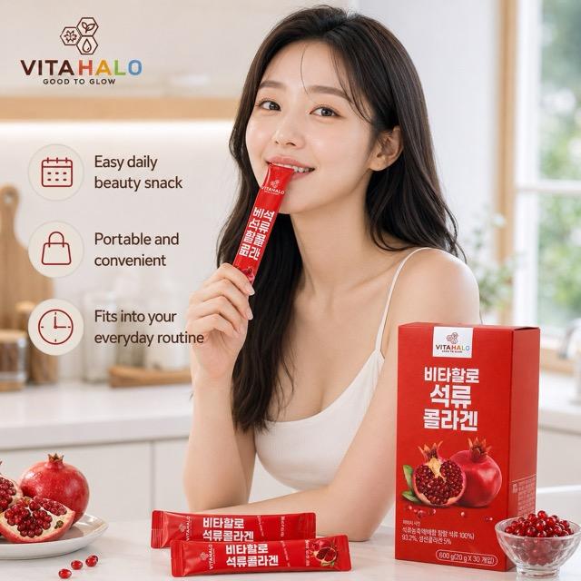 VITAHALO Granatapfel Kollagen Gelee Stick 20g 30 Stück