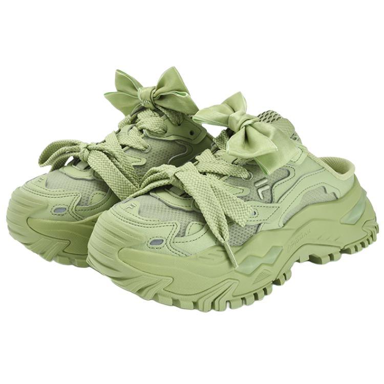 Fila Fusion Bianco Hard Candy Bow Comfortable Non-Slip Slide Sandals Women Sandals Pear-Tree-Green T12W331302FWP