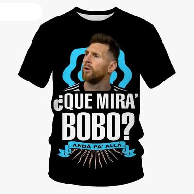 Messi Same Style Que Mira Bobo 3d T Shirt New Summer Tops Unisex White and Black Fashion Casual Short Sleeve T-shirt Hot Selling#Color